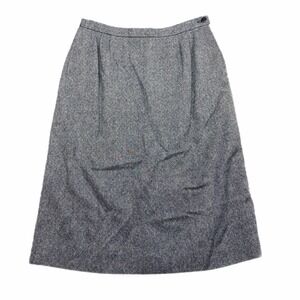 VTG Pendleton Blue Herringbone Wool Midi Skirt Womens Size 14 USA pockets